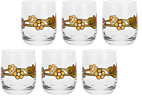 THUN - Set 6 Bicchieri in Vetro Country con Fiore e Tulipano - 270ml