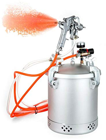 Fetcoi 10L Druckbehälter mit Farbspritzpistole mit 3mm Düse, Air Paint Farbbehälter mit Spritzpistole, Industrielle Farbsprühsysteme, 50-80psi, für Wandfarbe & Industrielacke