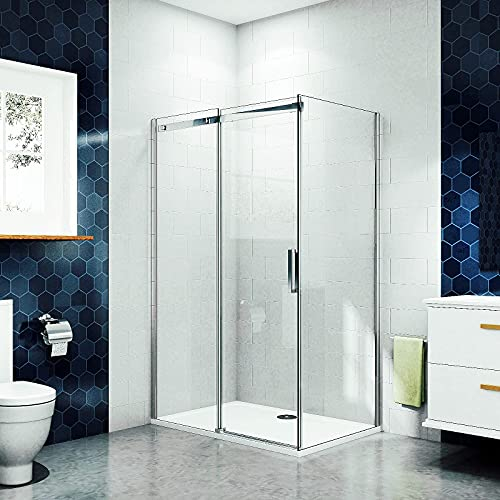 Aica Sanitär 140x80cm Duschkabine Duschabtrennung Schiebetür 8mm NANO GLAS Duschwand Dusche H195cm