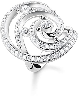 THOMAS SABO Ring Welle mit weißen Steinen 925 Sterlingsilber