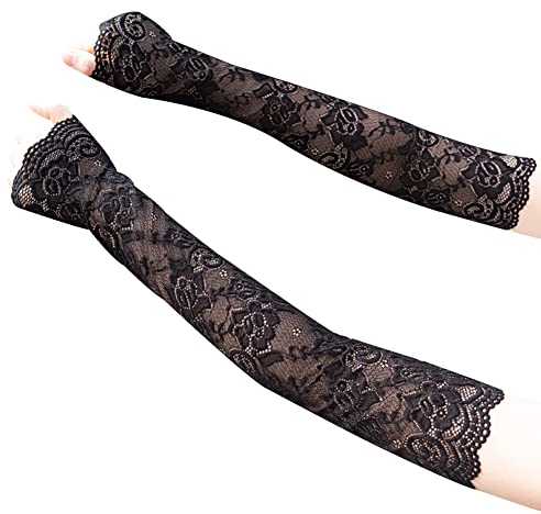 LICHENGTAI Lange Abendhandschuhe, Frauen Lange Fingerlose Handschuhe Sun UV-Schutz-Handschuhe Satin Sexy Frauen Hochzeit Abschlussball Oper Handschuhe für Fasching, Karneval, Verkleidungen, Outdoor