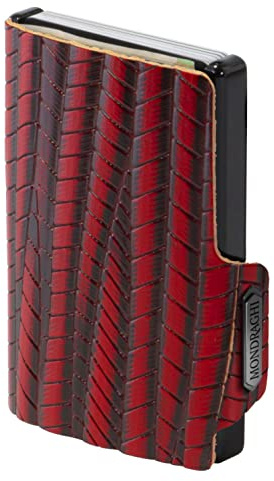 MONDRAGHI® Ultraleichte, Schlanke Mini-Brieftasche - Kartenhalter Mit Münzfach Und Geldscheinhalter. Echtes Leder - Klein Und Taschenformat | EVOLUTION, Rot