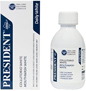 President COLLUTORIO WHITE ad azione sbiancante professionale. Denti più bianchi, efficace azione antibatterica, antiplacca e antitartaro. Gusto menta, rinfrescante antialitosi - 200 ml