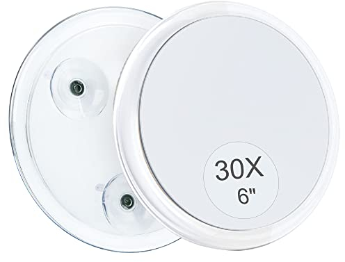 MIYADIVA 30X Magnifying Mirror Suction Cup for Easy Mounting, Use for Magnifying Makeup, 30X Travel Mirror Stick on Shower Mirror for Plucking Eyebrows 6 Inch