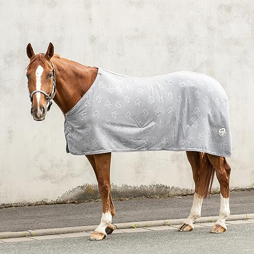 SUNRIDE Abschwitzdecke “Wellington” für Pferde aus weichem Fleece (280g/m²) - schnelltrocknend und leicht (135 cm, grau)