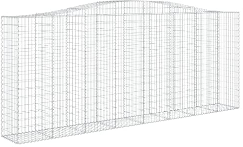 vidaXL Gabione mit Hochbogen 7 STK., Steinkorb Drahtkorb Dekorativ, Gabionenkörbe Verstärkte Gabionenhaken, Gabionenwand Gabionen Zaun Garten, Verzinktes Eisen