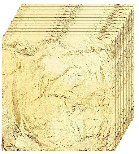 PLABBDPL 50 Hojas Pan de Oro de Imitación para Artes, Artesanía de Dorado, Decoración, 14 por 14 cm