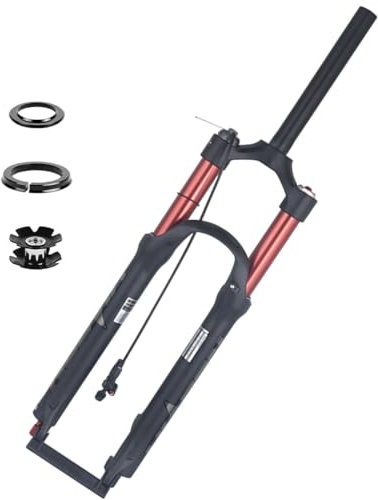 Fourche De Suspension VTT Frein À Disque RL 26/27.5/29 Pouces Avec Air Damping 100x15mm Axe Traversant Fourche Vélo De Montagne 28.6mm Tube Droit Cyclisme Fourche Avant ( Color : Rot , Size : 29inch )