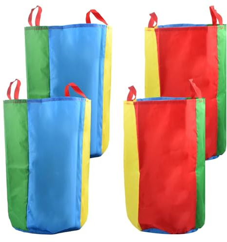 Daelesr 4 PCS Race Sack Bags, Sports Day Kit, Colorful Jumping Bags, Kids Field Race Bag Parent-Children games, Outdoor Sports Balancing Game Activities Equipment for Birthday Family Party (S)