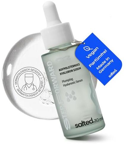 salted. Aufpolsterndes Hyaluron Serum | 30 ml | Mit 4-fach Hyaluronsäure | Gesichtsserum für sofortige und intensive Feuchtigkeit | Pralleres und frischeres Hautbild | Alle Hauttypen | Vegan