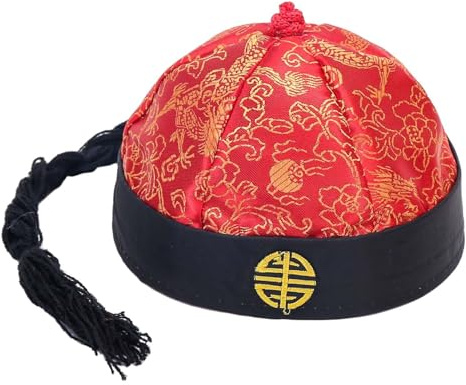 Baoblaze Chinesischer Kaiserhut, Chinesischer Antiker Prinzenhut, Mandarin-Hut mit Zopf, Chinesischer Orientalischer Hut, Chinese Emperor Hat für Cosplay Fotografie Mottoparty Theater