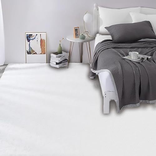 CUIMEI Teppich Läufer Küchenteppich 100 x 260 cm rutschfest Polyester Dauerhaft Waschbar Teppich Teppichläufer mit Muster, Anpassbar für Küche Flur Wohnraum Schlafzimmer, Weiß