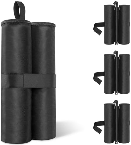ECENCE Pavillon Sandsäcke 4er Set, Pavillon Gewichte zum befüllen, Sandsack Beschwerung für Pop-Up-Zelte, Terrassenschirme, Partyzelte, 600D Oxford-Material - Schwarz