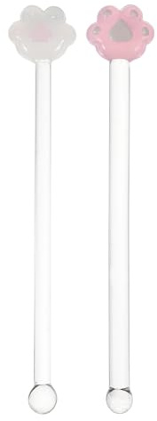 ABOOFAN Cat Claw Creative Stirring Sticks Set of 2 6.10In Reusable Cocktail Swizzle Rods for Mixing Coffee Juice Soft Drinks Bar Use