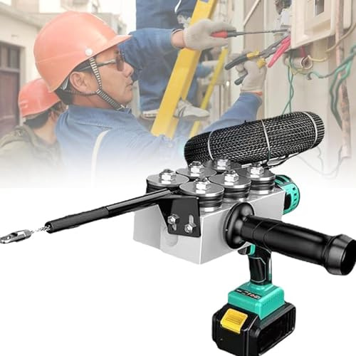 URJWAN Filiera per Tubi Scuri per Elettricisti, Filettatrice Automatica, Strumento per Tirare Elettrici A Filo Scuro, Filettatrice al Litio da 40 M/Min per La Costruzione di Pareti,15cells-1battery
