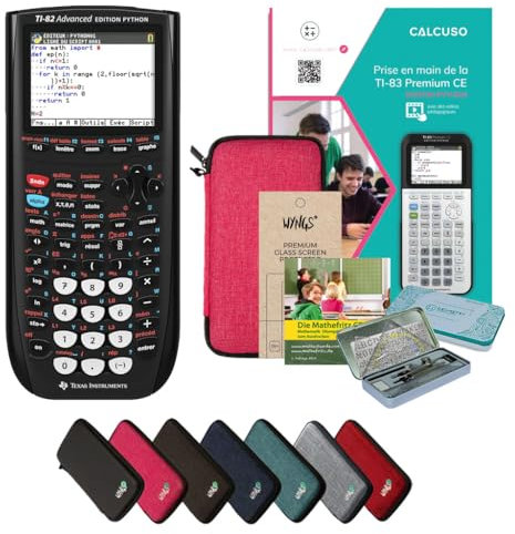 CALCUSO Streberpaket Pink mit Grafikrechner TI 82 Advanced Python Edition