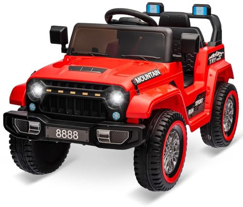 Elbil för barn 12 V, barnbil med 2,4 G-fjärrkontroll, elbil med Bluetooth, musik, horn och strålkastare, 3–6,5 km/h, elektrisk barnfordon för barn från 3–8 år