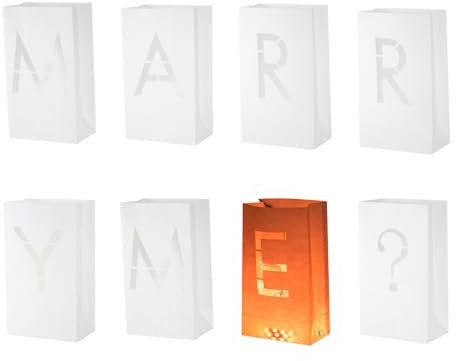 sourcing map White Paper Luminary Bags, Marry Me Sign Flame Resistant Candles Bags for Romantic Wedding Proposals, Anniversary Celebrations