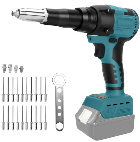 Akku Nietzange Kompatibel mit Makita Batterie, Bürstenloses Elektrisches Nietwerkzeug, Akku Nietzange, LED Automatik Nietmutter Handwerkzeug(Keine Batterie, A)