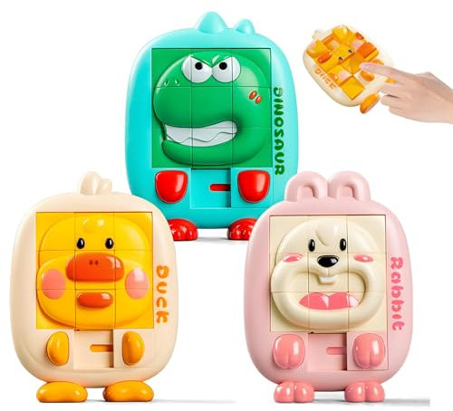 LUHOCIY 3 Stück Schiebepuzzle, 3D Slide Puzzle Kinder ab 3 4 5 6 Jahre, Schiebespiel Geeignet für Kinder, Reise Flugzeug Autofahrt Spielzeug Fidget Geburtstagsgeschenke für Mädchen & Junge