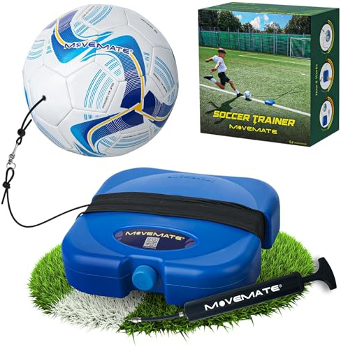 MOVEMATE® Fußball-Training Set inkl. Fußball mit Schnur | Beliebtes Fußball Geschenk für Jungen | Innovatives Trainingsgerät für Draußen, im Garten, auf dem Fußballplatz (Für Erwachsene (420g Ball)