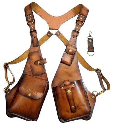 Dickly Leder Fanny Pack Gürteltasche für Frauen und Männer, Outdoor Holster Pouch Taschen Handytasche Unterarm wasserdicht Umhängetasche Crossbody Geldgürtel für Reisen Camping Wandern, Stil c