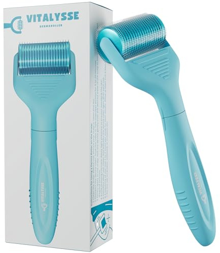 Vitalysse Derma Roller 0.5mm – 1200 Titanium Microneedles for Face Skin Care, Hair & Beard Growth – Microneedling Roller with Replaceable Head & Case – CE & RoHS Certified Canadian Brand