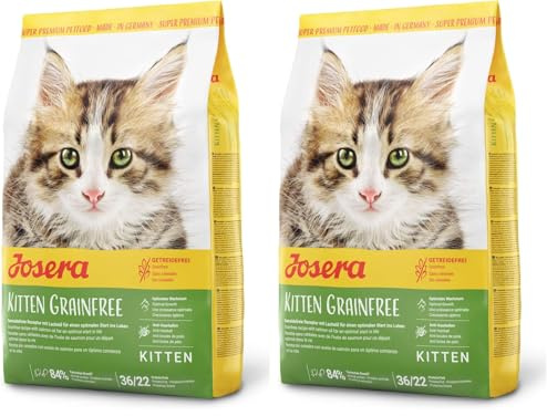 JOSERA Kitten grainfree (1 x 2 kg) | Kitten | Premium Trockenfutter für heranwachsende Katzen sowie Katzen-Mütter in der Säugezeit | Geflügel & Lachsöl | getreidefrei | Katzenfutter | 2er Pack
