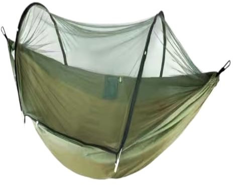 DWZXL Hängematte Schnellverschluss-Hängematte Mit Moskitonetz for Aufhängen, Doppeltes Fallschirmtuch, Anti-Überschlag-Camping-Hängematte Outdoor Hängematte(Green)