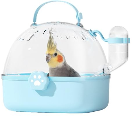 Bolsa de salida de loros, jaula de viaje de transportista de aves,Accesorios de caja de jaula de pájaros | Botella de agua de vista transparente panorámica para transporte al aire libre loros salvajes