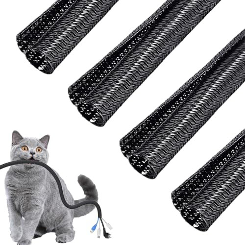 Cord Protector,Cable Tidy Sleeve,Loom Tubing Cable Sleeve,Cable Management Sleeve Wire Organizer,Split Sleeving for USB Power Cord,Audio Video Cable,Protector Animal from Chewing Cords