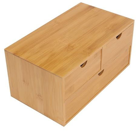 Bambus Schreibtisch Organizer mit 3 Schubladen Auf 2 Ab 1 Unentschieden Schreibtischbox Schubladen 33 * 19 * 16cm Rohholz Farbe