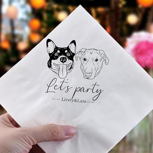 Hochzeitsservietten mit Foto, personalisierbare Cocktail-Servietten, Haustier-Thema, Tischdekoration für Geburtstag und Jahrestag