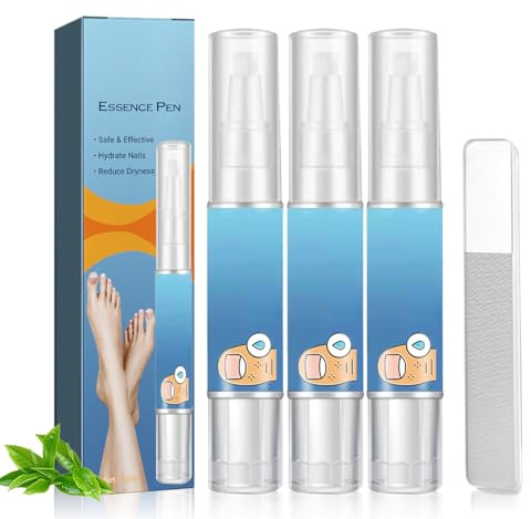 Honicemar Set di 3 Penne per la Cura Delle Unghie con Lima – Idratante e Rinforzante per Cuticole di Unghie di Mani e Piedi, Nail Care Pen Portatili per Unghie Pulite e Ordinate