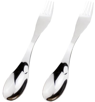 GALPADA 2 pièces Couverts de Camping Acier Inoxydable Double Tête Multifonction Fourchette-cuillère Portable Légère pour Pique- Randonnée et Voyage