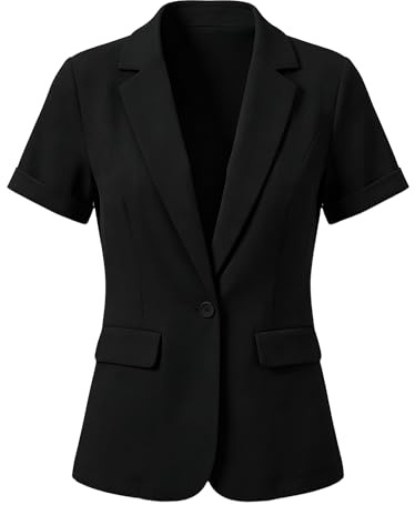 Allegra K Blazer Manches Courtes Femme avec 1 Bouton