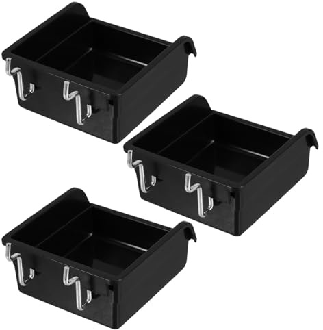 WHAMVOX 3 pièces Bac de Rangement pour Panneau Perforé Noir Boîtes Antistatiques Renforcées avec Support Organisateur Portable pour Garage Atelier et Bureau