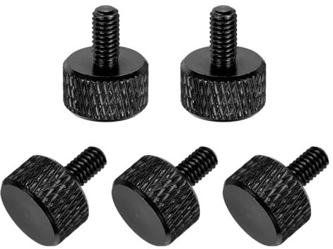 QUARKZMAN 5 Pcs M4x8mm Tornillos De Cabeza Plana Con Moleteado, Aleación De Aluminio Sólido Y Roscado Completo Para PC Cajas De Computadora Tarjetas Gráficas, Negro