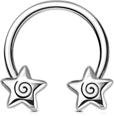 OUFER 16G Stella Daith Piercing Acciaio Chirurgico 316L, Orecchino Daith, 8 mm Anello Septum, Gioielli Gotici per Setto Nasale in Argento, Piercing per Trago, Helix, Rook da Donna