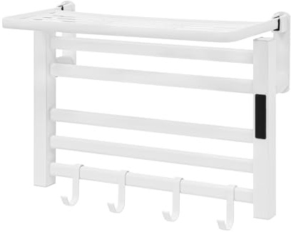 Dokiiovo Scaldasalviette elettrico da bagno, 50 x 40 cm, con touch screen, regolazione della temperatura di 30 – 70 °C, asciuga asciugamani da 95 W, per bagno, appartamento, hotel (bianco)