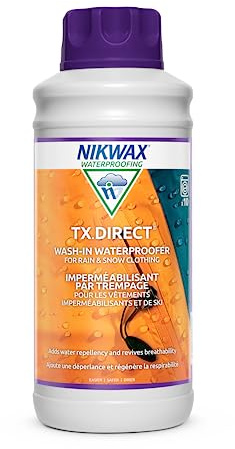 Nikwax TX.Direct Wash-In, 1L, High Performance Waterproofing Renewal Treatment Restores DWR Water Repellency in Jackets, Outerwear, Rain, Ski and Snow Gear