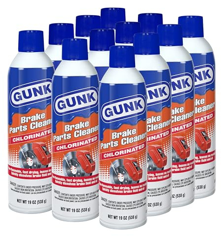 GUNK Brake Parts Cleaner – Non-Flammable Brake Cleaner Spray Can – Fast-Drying Formula for Pads, Rotors & Calipers, Removes Dust, Grease & Oil, Leaves No Residue – 19 oz (Case of 12)