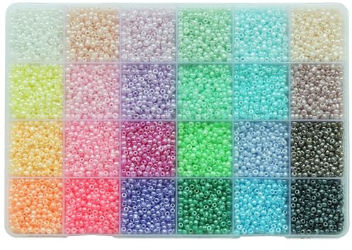 Bala & Fillic Pärlor i set för smyckestillverkning, 3 mm-/8/0-glaspärlor, ca 12 000 st, med mellanrumspärlor, berlocker, ringar, hummerlås, örhängeskrokar, elastisk sträng och 300 st bokstavspärlor