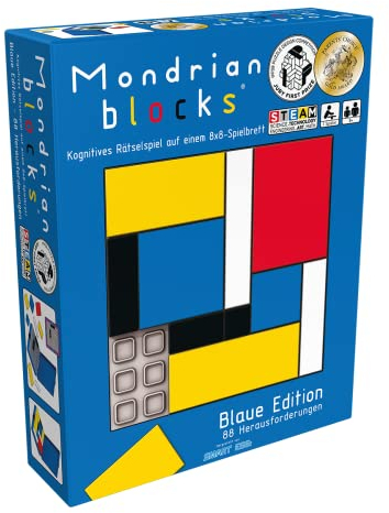Smart Egg | Mondrian Blocks: Blaue Edition | Familienspiel | Rätselspiel | 1 Spieler | Ab 8+ Jahren | 10+ Minuten | Deutsch