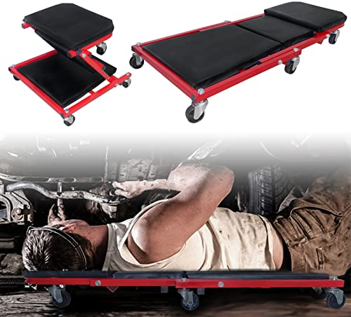 ACXIN 2 i 1 rullbräda, verkstad, vikbar rullvagn, verkstadsvagn, soffmonteringsvagn med 6 kullagrade 360° hjul, 150 kg lastkapacitet