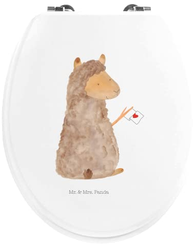 Mr. & Mrs. Panda Motiv WC Sitz Alpaka Fahne - Geschenk, Klobrille, Lama, Toilette, Klodeckel, Toilettendeckel, Alpakas, WC-Sitz, Lamas
