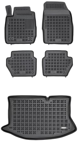 MOTOS Satz Gummifußmatten und Kofferraummatten für Ford Fiesta VI 2008-2016 Verbessern Sie Ihren Reisekomfort mit Antirutschmatte Auto - Allwetter fußmatten Auto, Schutz vor Verschmutzung