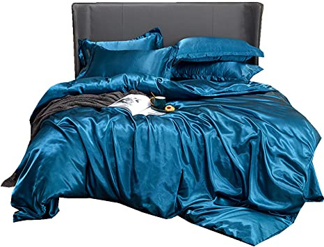 Satin Kinder Muster Bettwäsche Weiche Winter Bettwäsche Set 2/3 Teilig Betten Set mit Kissenbezug für Mädchen Jungen Grün Weiß Bettbezug mit Reißverschluss Microfaser(Blau1 220x240CM)