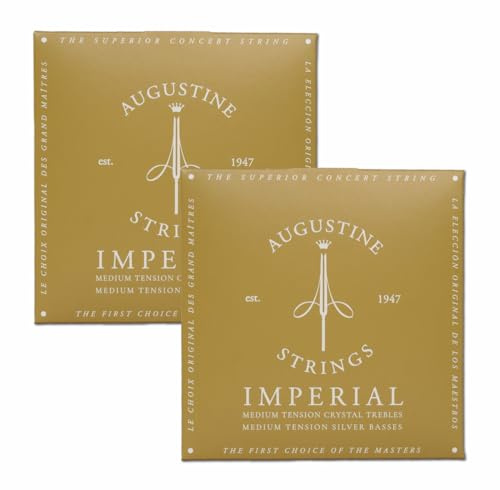 Augustine Strings Imperial Medium Tension - Premium Crystal Nylon Classical Guitar Strings - Produced in New York by the Manufacturer of the Original Nylon String - 2 Sets
