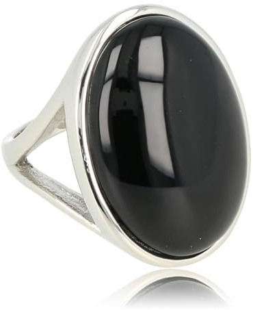 My Bendel Großer Gold oder Silber Ring mit Echtem Rundem Edelstein | Stylischer Ring für Damen | Vintage Design | Verfärbt Sich Nicht & Bleibt Glänzend | Inklusive Luxuriöser Geschenkverpackung